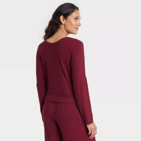 Women's Cozy Ribbed Pullover - Auden™ Dark Red S - Picture 2 of 5